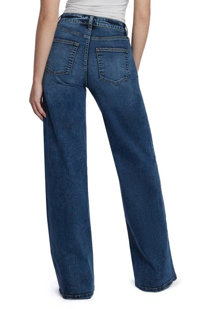 Hint Of Blu Myra Mid Rise Wide Leg Jeans In Myra Blue