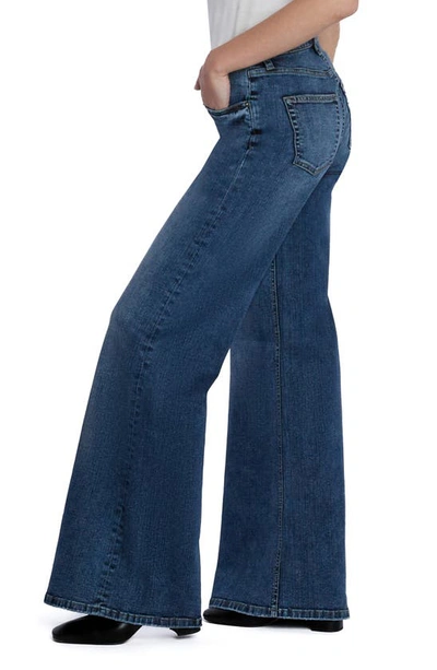 Hint Of Blu Myra Mid Rise Wide Leg Jeans In Myra Blue