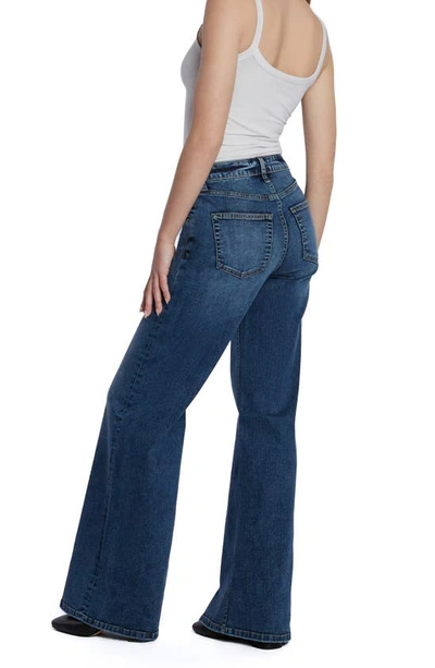 Hint Of Blu Myra Mid Rise Wide Leg Jeans In Myra Blue