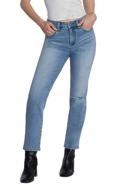Shop Hint Of Blu Serene Mid Rise Crop Straight Leg Jeans In Sweet Blue