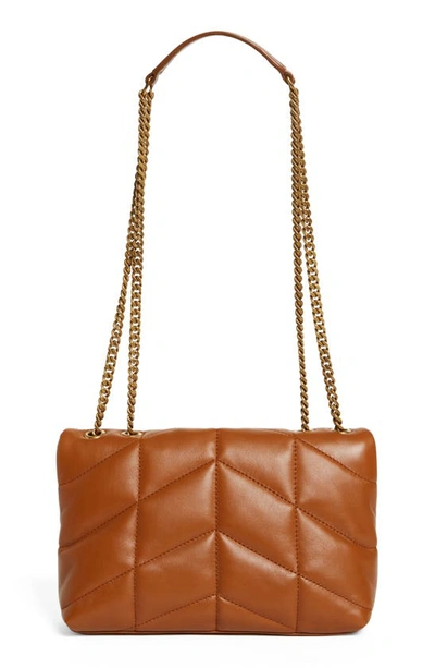 Shop Saint Laurent Toy Loulou Puffer Quilted Leather Shoulder Bag In Dark Honey