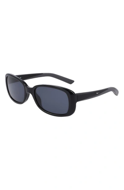 Shop Nike Epic Breeze 135mm Rectangular Sunglasses In Black/ Dark Grey