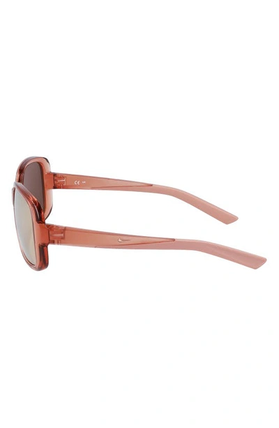 Shop Nike Audacious 135mm Square Sunglasses In Fossil Rose/ Rose Gold Mirror