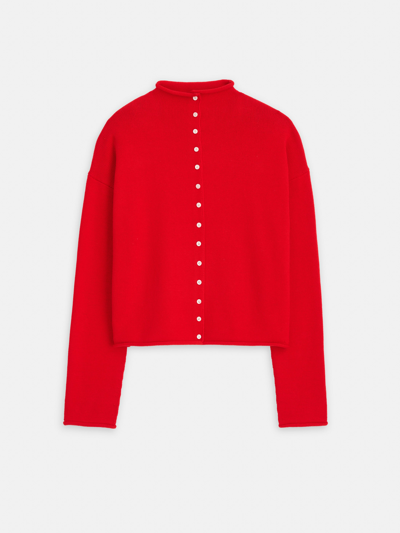 Alex Mill Taylor Rollneck Cardigan In Cotton Cashmere In Fire Red