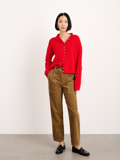 Alex Mill Taylor Rollneck Cardigan In Cotton Cashmere In Fire Red