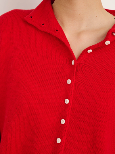 Alex Mill Taylor Rollneck Cardigan In Cotton Cashmere In Fire Red
