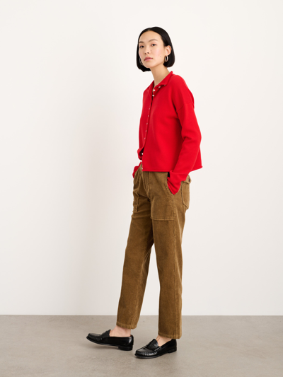 Alex Mill Taylor Rollneck Cardigan In Cotton Cashmere In Fire Red