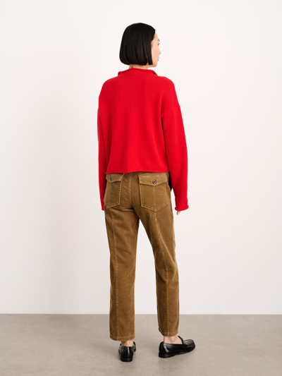 Alex Mill Taylor Rollneck Cardigan In Cotton Cashmere In Fire Red