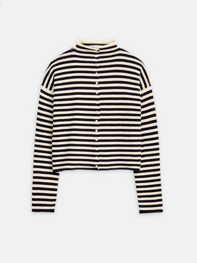 Alex Mill Taylor Striped Cardigan In Cotton Cashmere In Navy/ivory