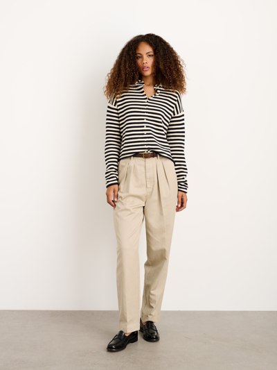 Alex Mill Taylor Striped Cardigan In Cotton Cashmere In Navy/ivory