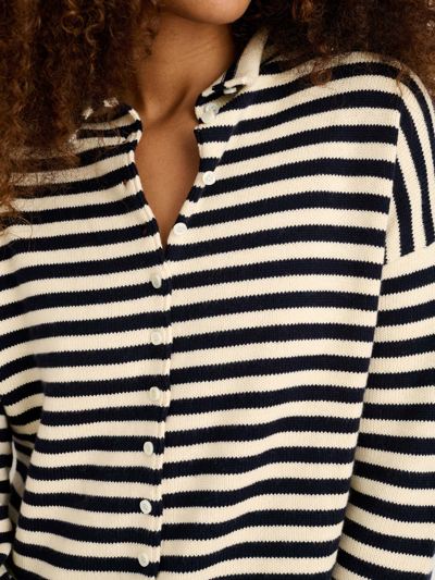 Alex Mill Taylor Striped Cardigan In Cotton Cashmere In Navy/ivory