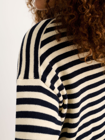 Alex Mill Taylor Striped Cardigan In Cotton Cashmere In Navy/ivory
