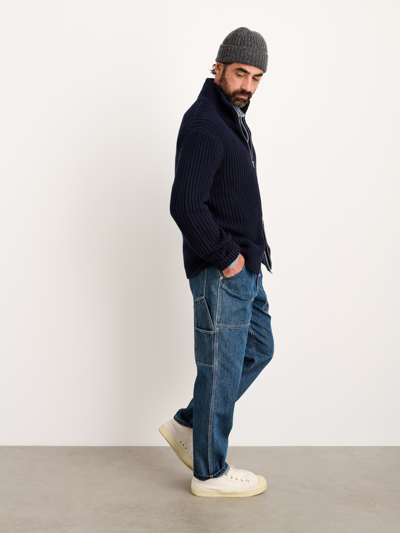 Alex Mill Wright Cardigan In Chunky Cotton In Dark Navy