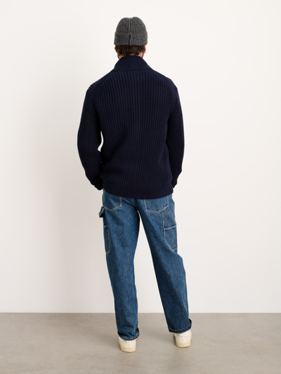 Alex Mill Wright Cardigan In Chunky Cotton In Dark Navy