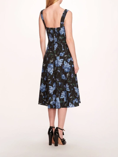 Shop Marchesa Holly Midi Dress In Storm Blue/black