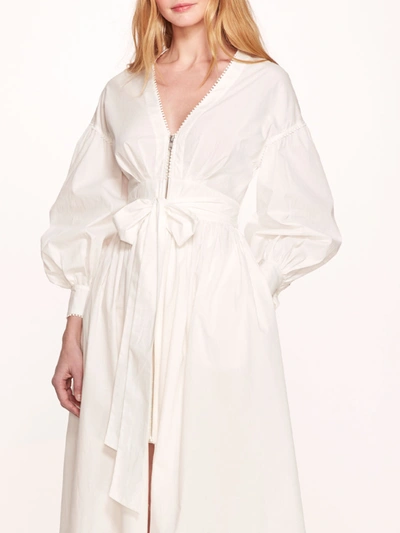 Shop Marchesa Indigo Midi Dress In White