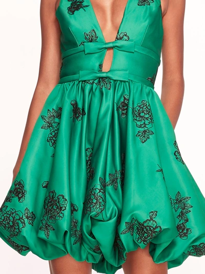 Shop Marchesa Marigold Bubble Mini Dress In Emerald Combo