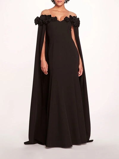 Shop Marchesa Off Shoulder Illusion Gown In Black