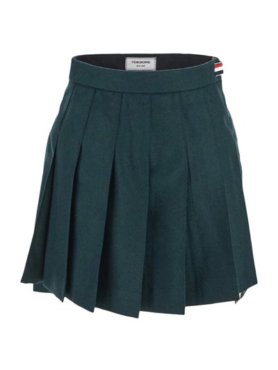 Shop Thom Browne Droppedback Mini Pleated Skirt In Green