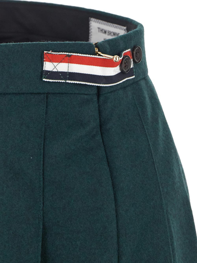Shop Thom Browne Droppedback Mini Pleated Skirt In Green