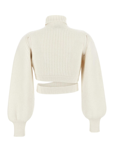 Shop Andreädamo Cropped Sweater In Ivory