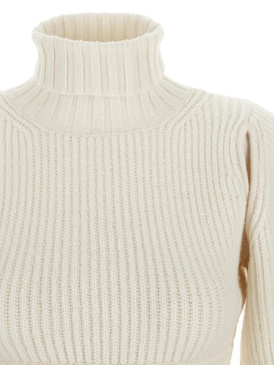 Shop Andreädamo Cropped Sweater In Ivory