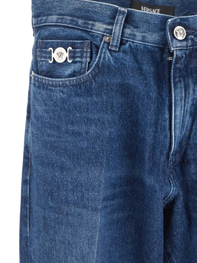 Shop Versace Straight-fit Jeans In Blue