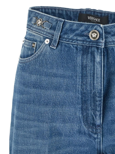 Shop Versace Tailored Jeans In Blue