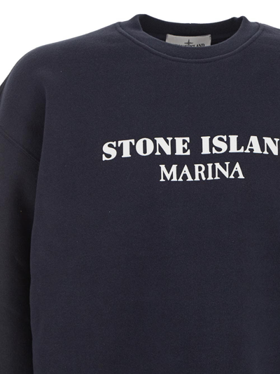 Shop Stone Island Cotton Sweatshirt In Blue