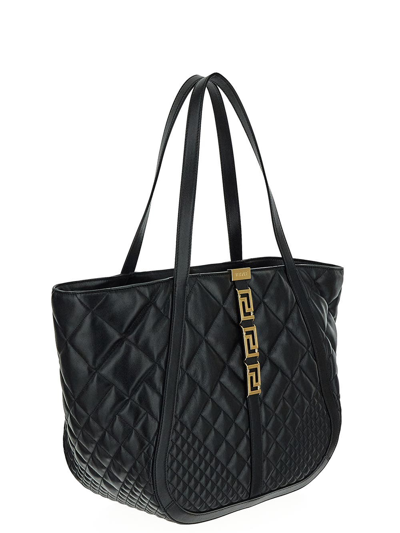 Shop Versace Greca Goddess Shopping Bag In Black