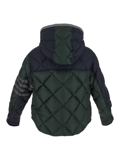 Shop Thom Browne Patch Pocket Hooded Down Jacket In Multicolor