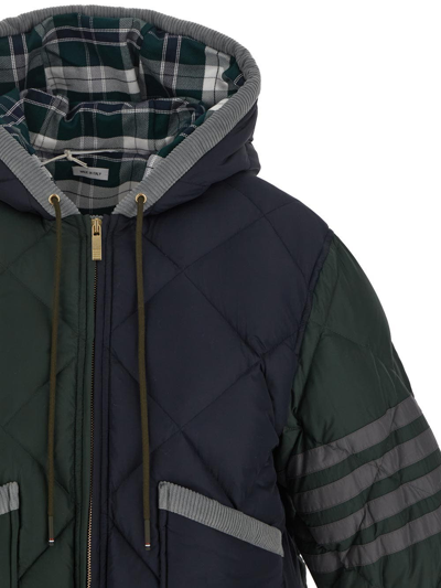 Shop Thom Browne Patch Pocket Hooded Down Jacket In Multicolor
