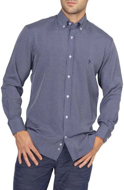 Shop Tailorbyrd On The Fly Navy Tonal Dot Performance Stretch Button-down Shirt