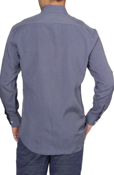 Shop Tailorbyrd On The Fly Navy Tonal Dot Performance Stretch Button-down Shirt