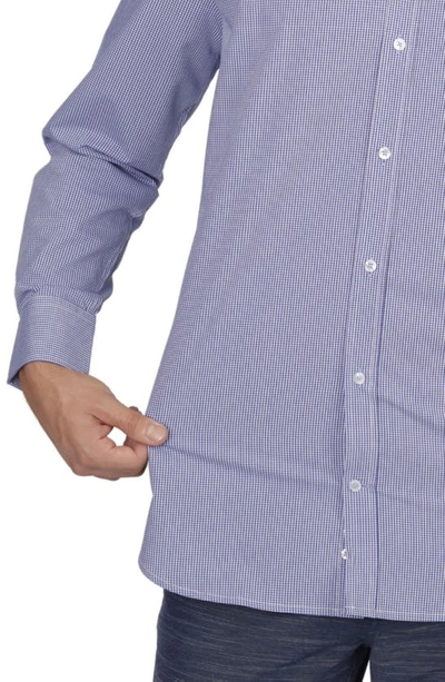 Shop Tailorbyrd On The Fly Regular Fit Gingham Performance Stretch Button-down Shirt In Navy