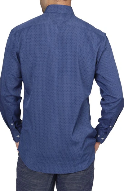 Shop Tailorbyrd On The Fly Regular Fit Dot Stretch Button-down Shirt In Navy