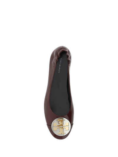 Shop Tory Burch Claire Ballet Flats In Dark Carmine/gold/silver