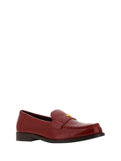 Tory Burch Classic Leather Medallion Loafers In Crimson Red