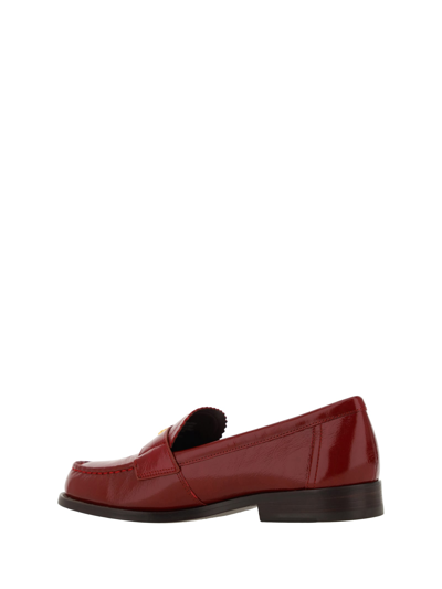 Tory Burch Classic Leather Medallion Loafers In Crimson Red