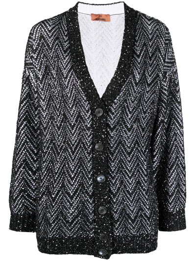 Shop Missoni Black Sequin-embellished Cardigan In Nero