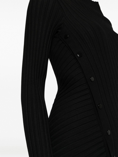 Shop Philosophy Di Lorenzo Serafini Black Asymmetric Ribbed-knit Dress In Nero
