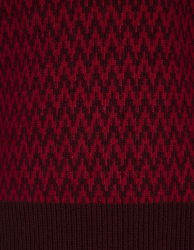 Shop Lanvin Sweater With Red And Burgundy Chevron Motif In Rosso