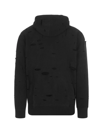 Shop Givenchy Hoodie With Black Delavé Destroyed Effect In Nero