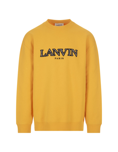 Shop Lanvin Yellow Sweatshirt With Embroidered  Curb Logo In Giallo
