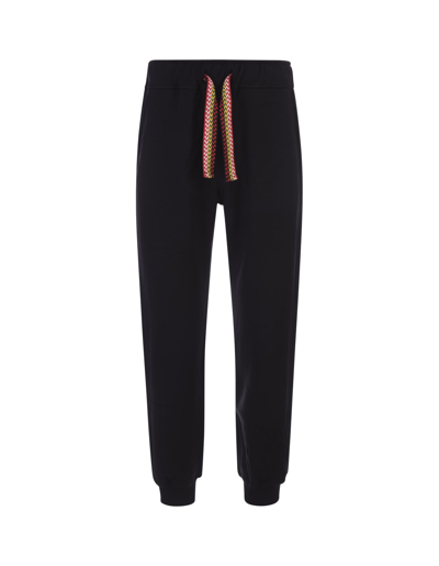 Shop Lanvin Black Joggers With Curb Drawstring In Nero