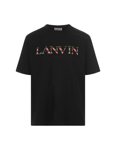 Shop Lanvin Black T-shirt With  Curb Logo In Nero