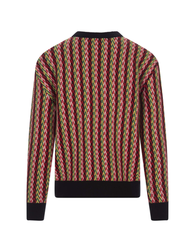 Shop Lanvin Sweater With Multicolored Chevron Motif