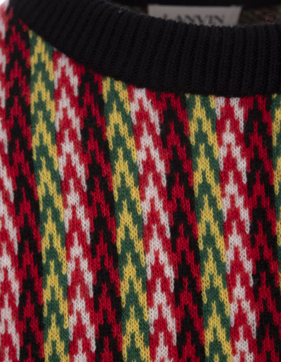 Shop Lanvin Sweater With Multicolored Chevron Motif