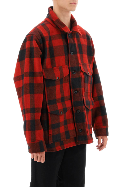 Shop Filson Mackinaw Wool Cruiser Jacket In Red Black Plaid (red)