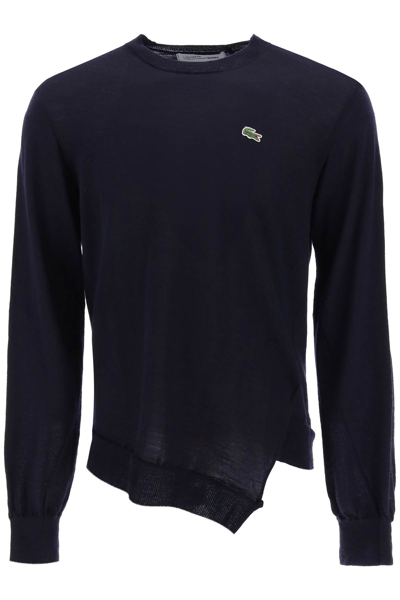 Shop Comme Des Garçons Shirt X Lacoste Bias-cut Sweater In Navy (blue)
